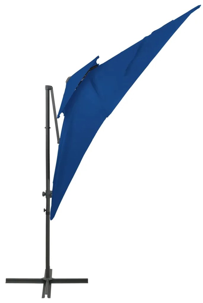 Guarda-sol jardim cantilever toldo duplo 250x250 cm azul-ciano