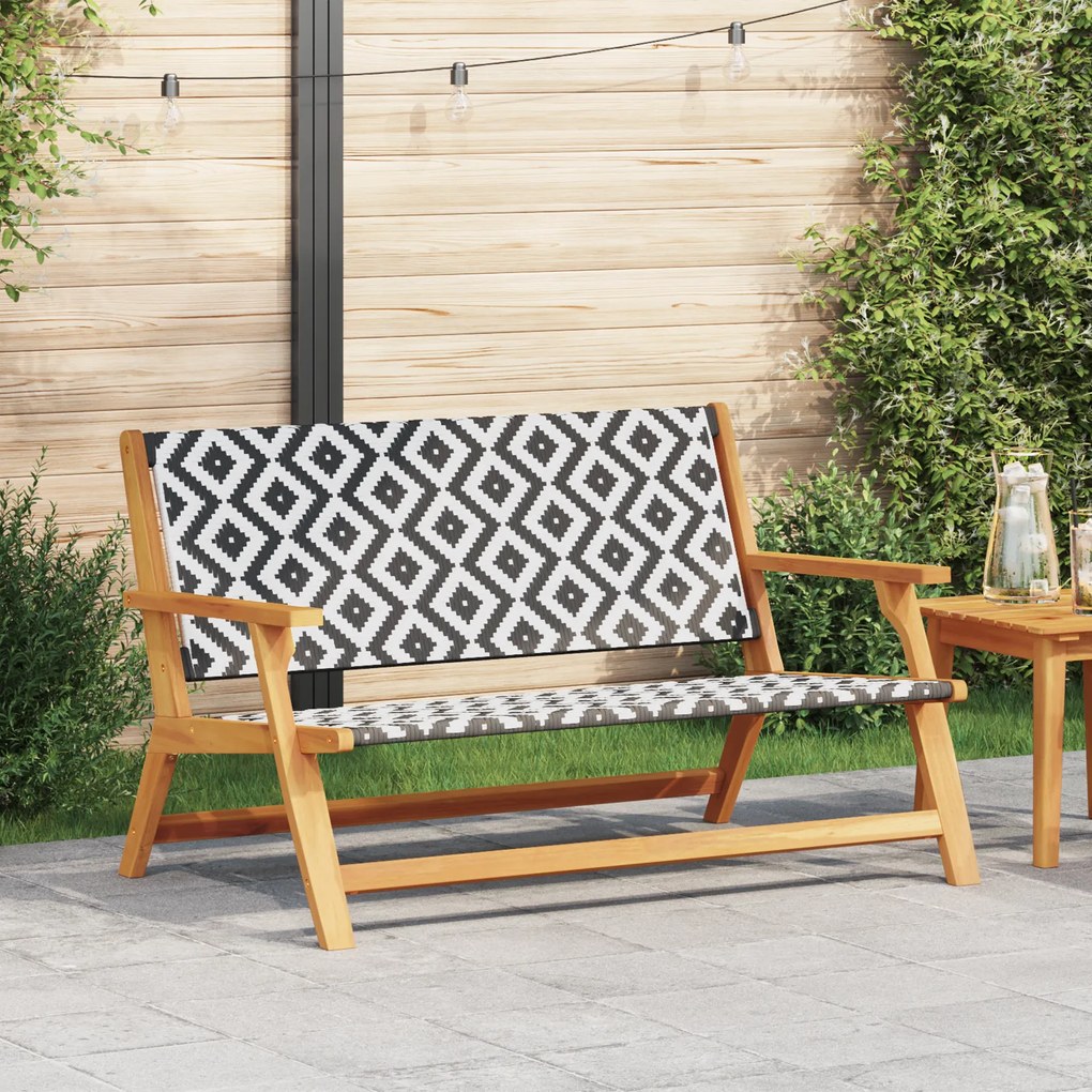vidaXL Banco de Jardim Preto e Branco 122x76x73.5 cm Madeira de Acácia Maciça