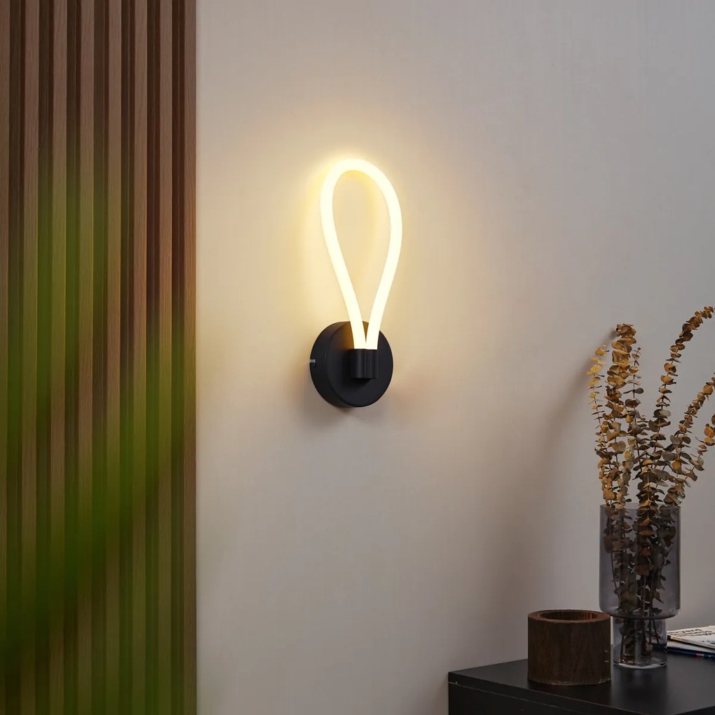 Candeeiro de Parede Moderno Preto com LED e Dimmer de 3 Níveis - Keri