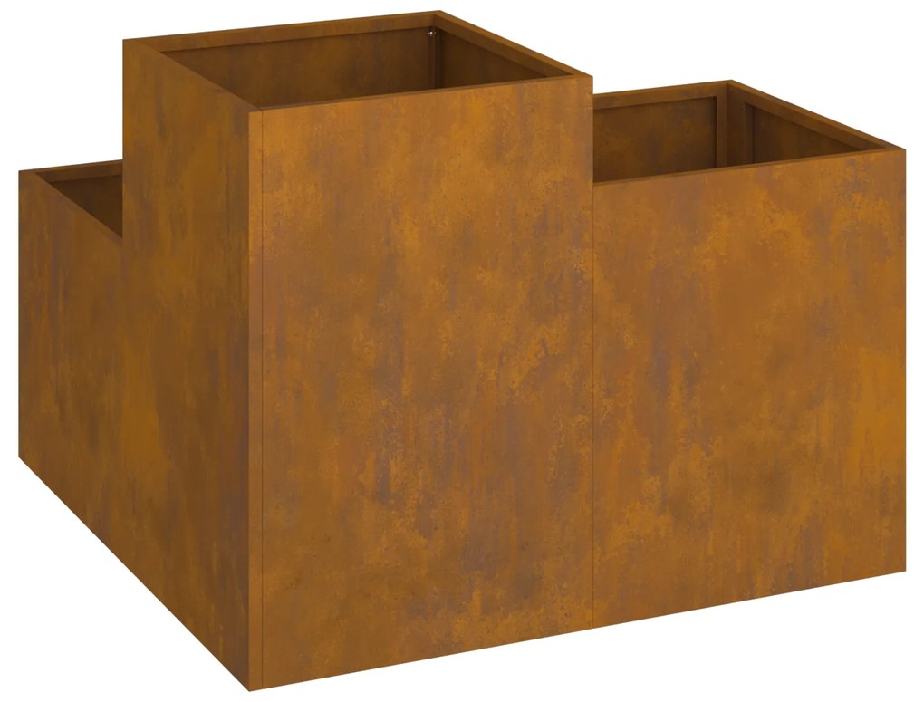 Jardineira vidaXL 80x80x60 cm em Aço Envelhecido