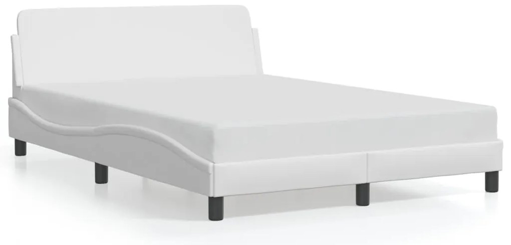 Estrutura cama c/ cabeceira 140x200 cm couro artificial branco