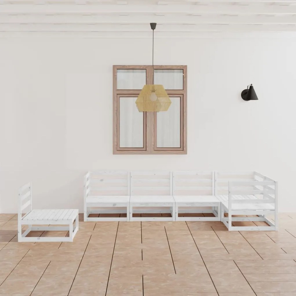 vidaXL 6 pcs conjunto lounge de jardim pinho maciço branco