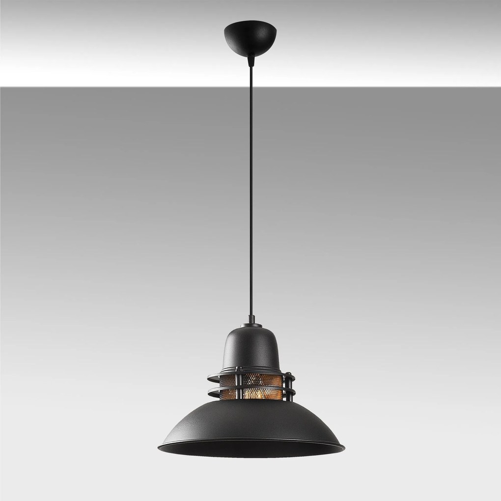 Candeeiro de Teto Saglam – Preto e Dourado – 34 cm