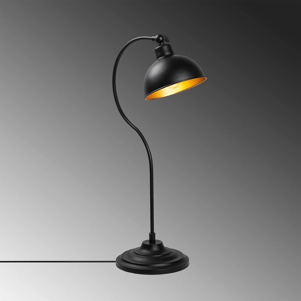 Candeeiro de Mesa Konika – Preto e Dourado – 19 x 29 x 58 cm