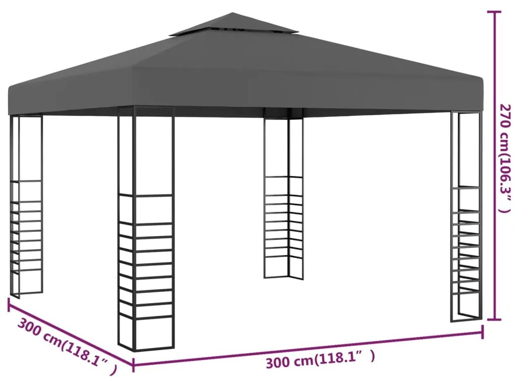 Tenda de jardim 3x3m antracite