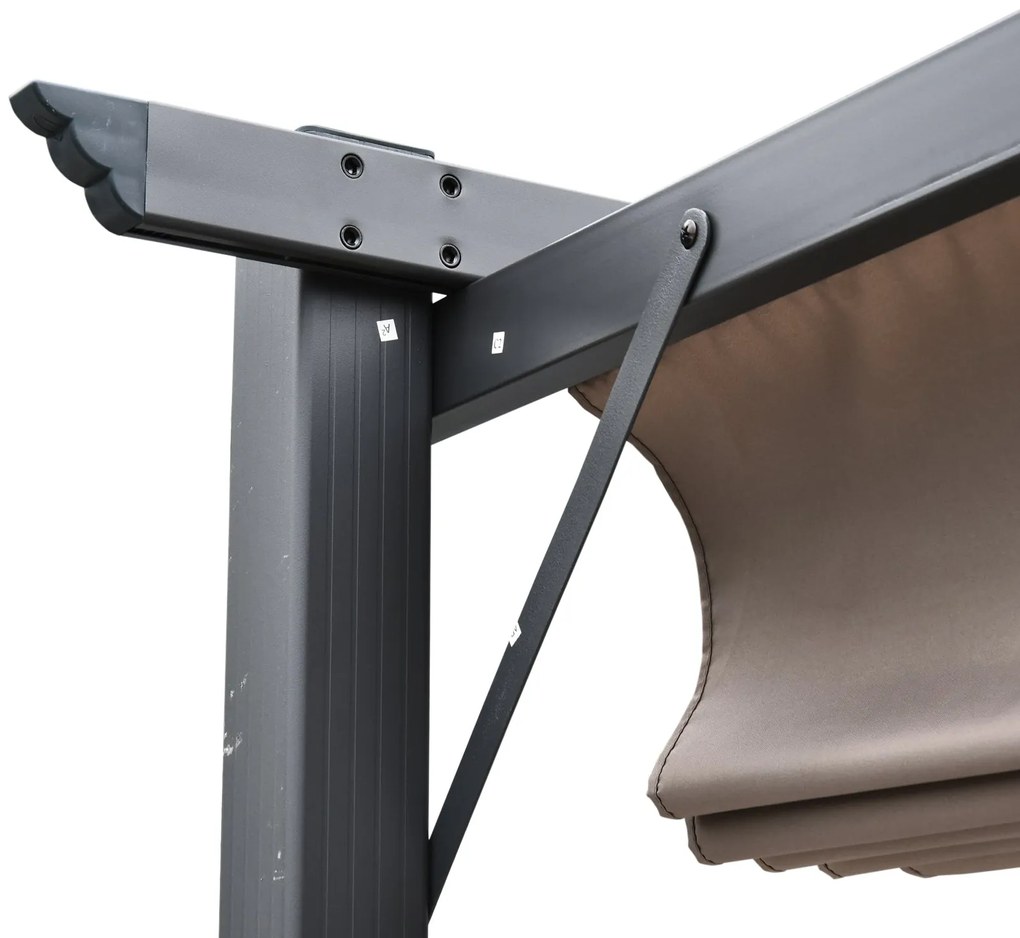 Pérgola de Jardim 3x3 m com Toldo de Poliéster Retrátil e Estrutura de