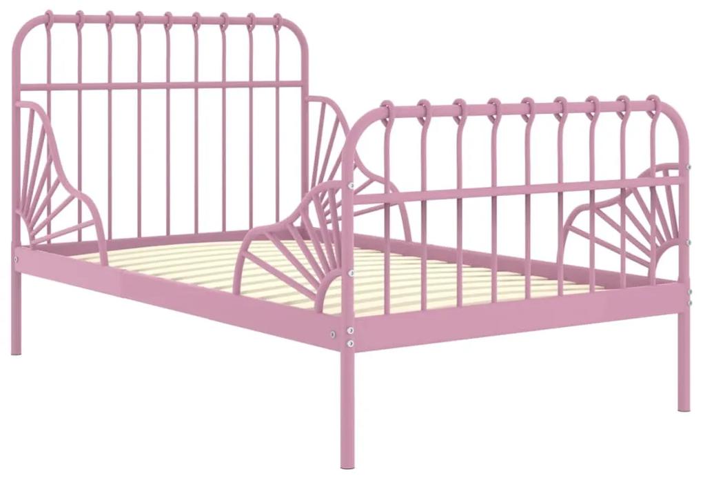 Estrutura de cama extensível em metal rosa 80x130/200 cm