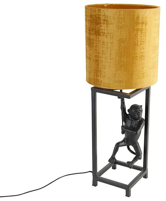 Candeeiro de mesa vintage preto abajur 25 cm ouro - CAGE Abe Oriental