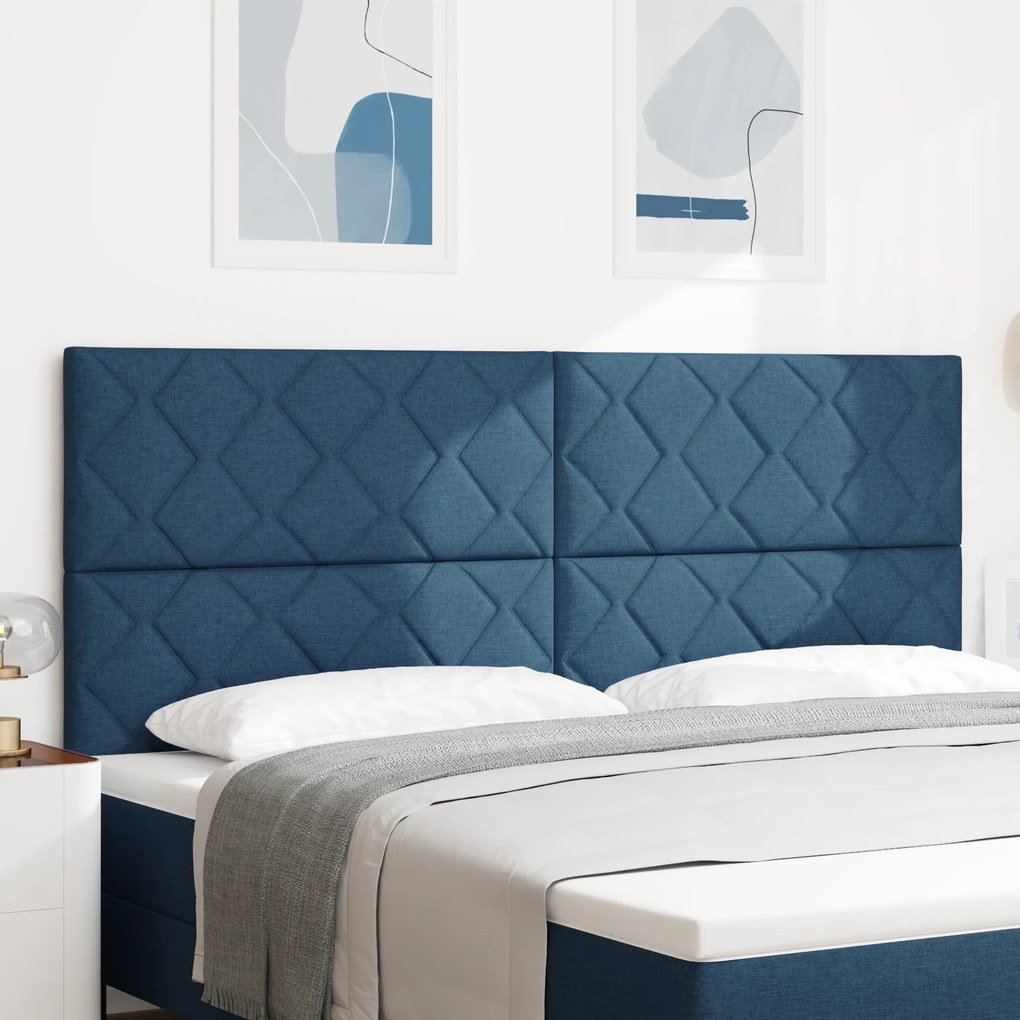 Cabeceira Design de Blocos de Diamante Azul 200 cm Tecido