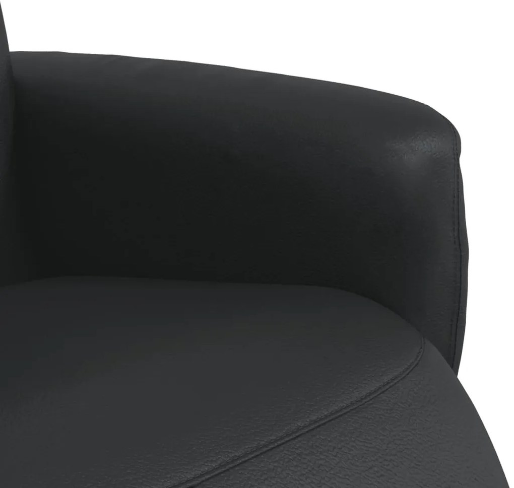 Cadeira reclinável com apoio de pés couro artificial preto