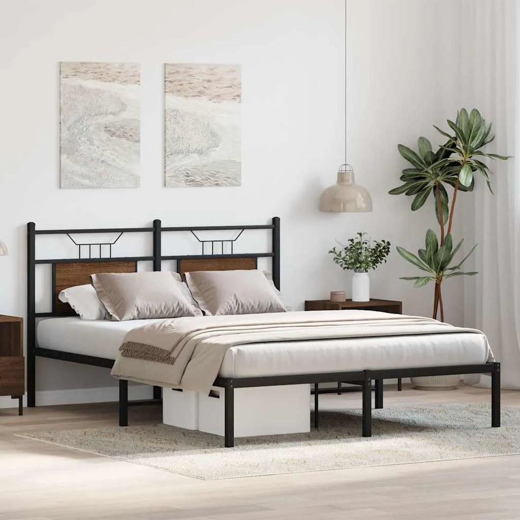 Estrutura cama s/ colchão derivados madeira carvalho castanho