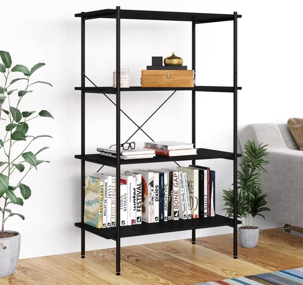 Unidade com 4 prateleiras 80x40x130 cm preto