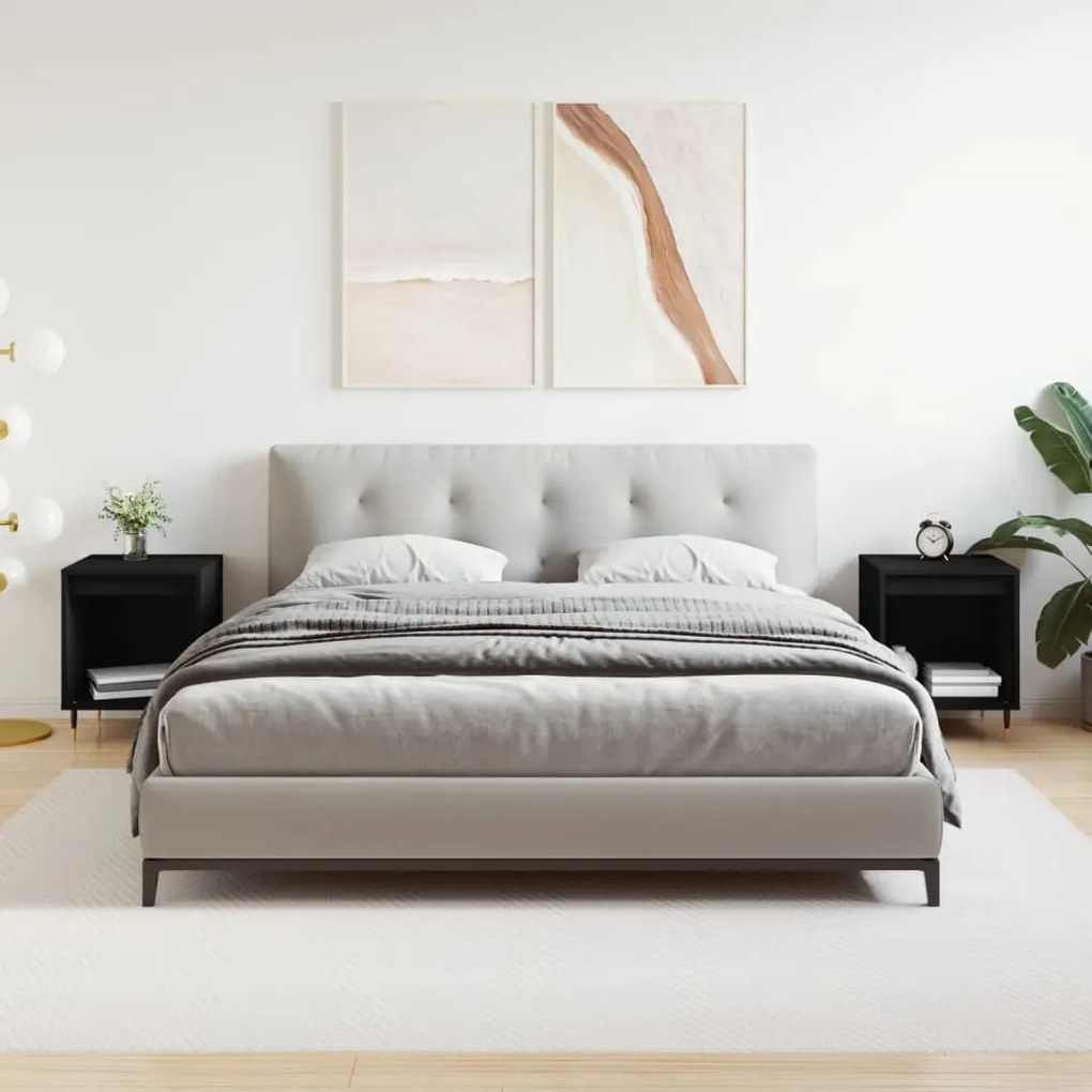 830703 vidaXL Mesas de cabeceira 2pcs 40x35x50 cm derivados de madeira preto