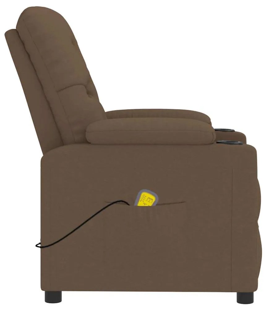 Poltrona de massagens reclinável tecido castanho