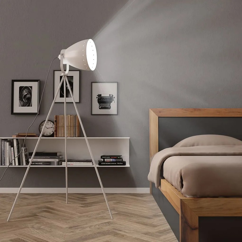 vidaXL Candeeiro de chão com tripé E27 metal branco
