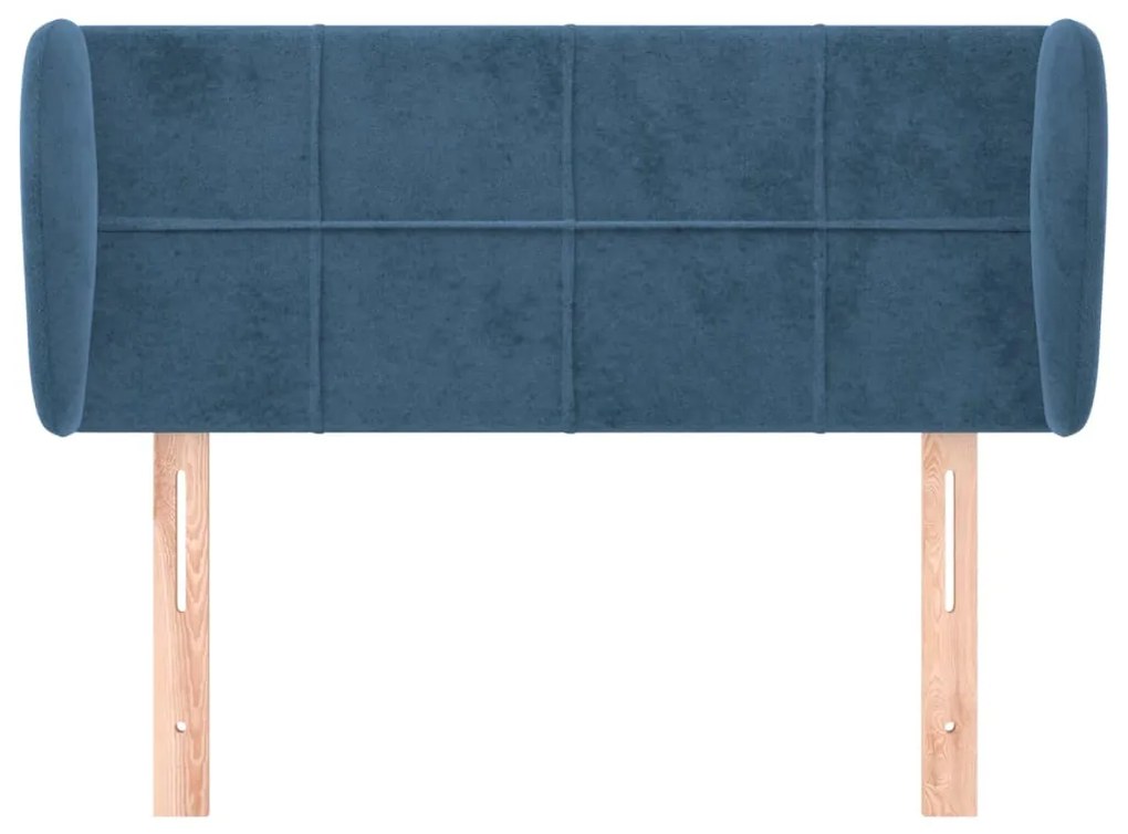 Cabeceira de cama c/ abas veludo 103x23x78/88cm azul-escuro