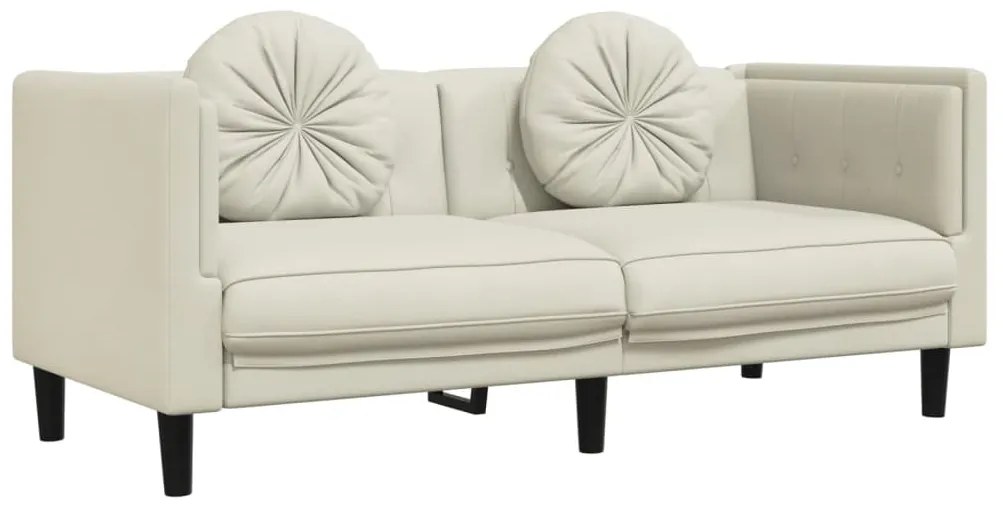 2 pcs conjunto de sofás com almofadas veludo cor creme