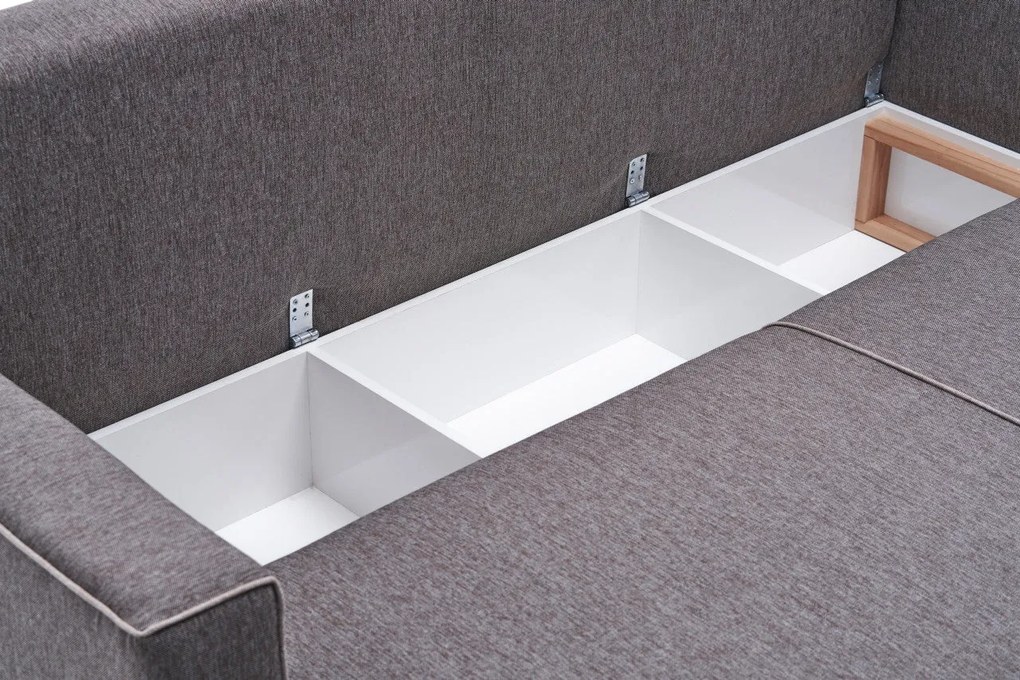Sofá-cama de canto Ece – Castanho – 315x88x160 cm