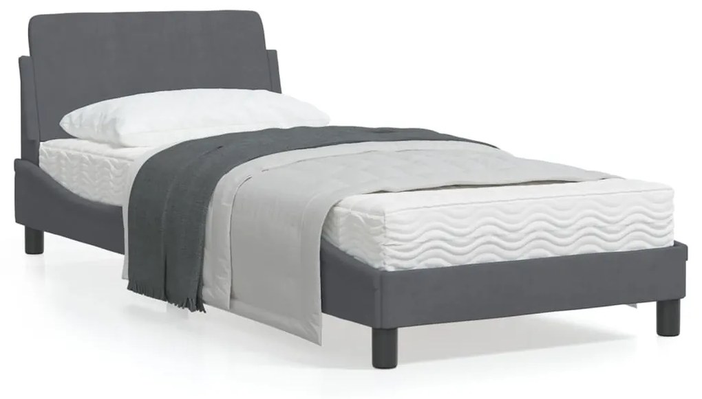 vidaXL Estrutura de cama sem colchão 80x200 cm veludo cinzento-escuro