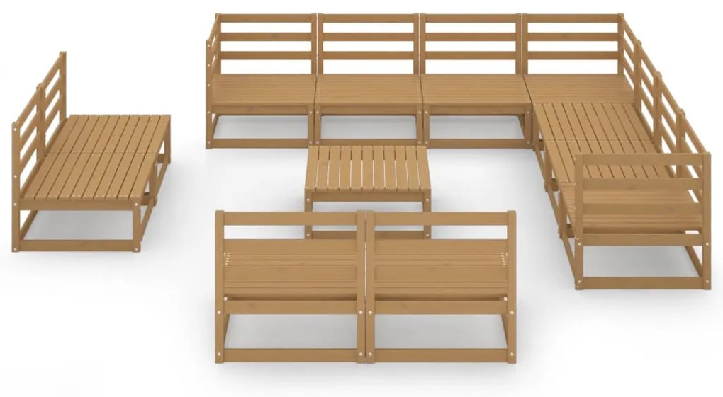 12 pcs conjunto lounge de jardim pinho sólido castanho mel