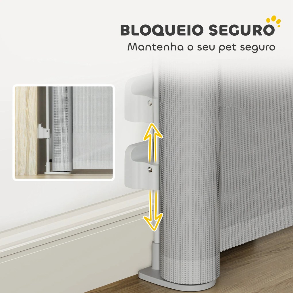 PawHut Barreira para Cães Retráctil 0-140 cm Porta para Cães Pequenos