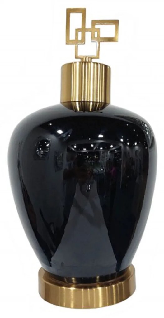 Frasco Decorativo Preto / Dourado 27X27X46CM