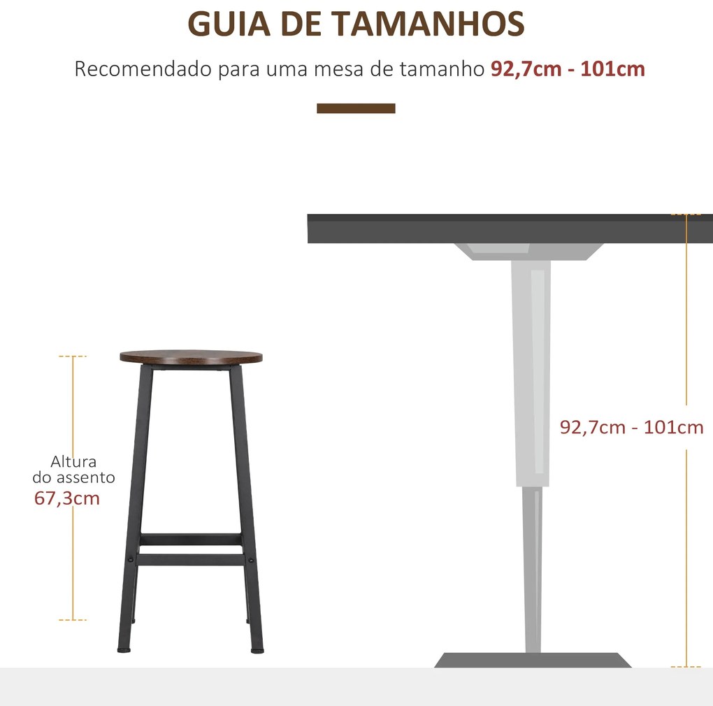 Conjunto de 2 Bancos Altos de Cozinha Bancos de Bar com Pés de Aço e A