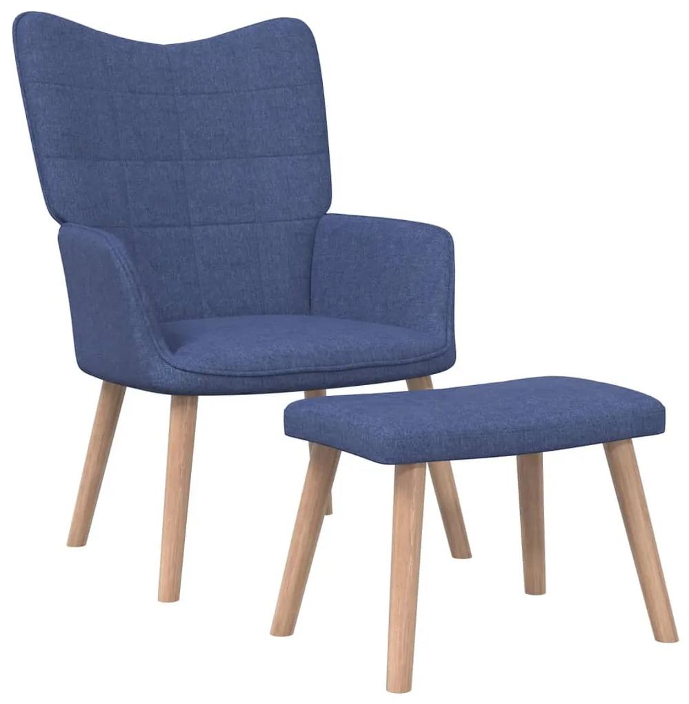 327934 vidaXL Cadeira de descanso com banco tecido azul