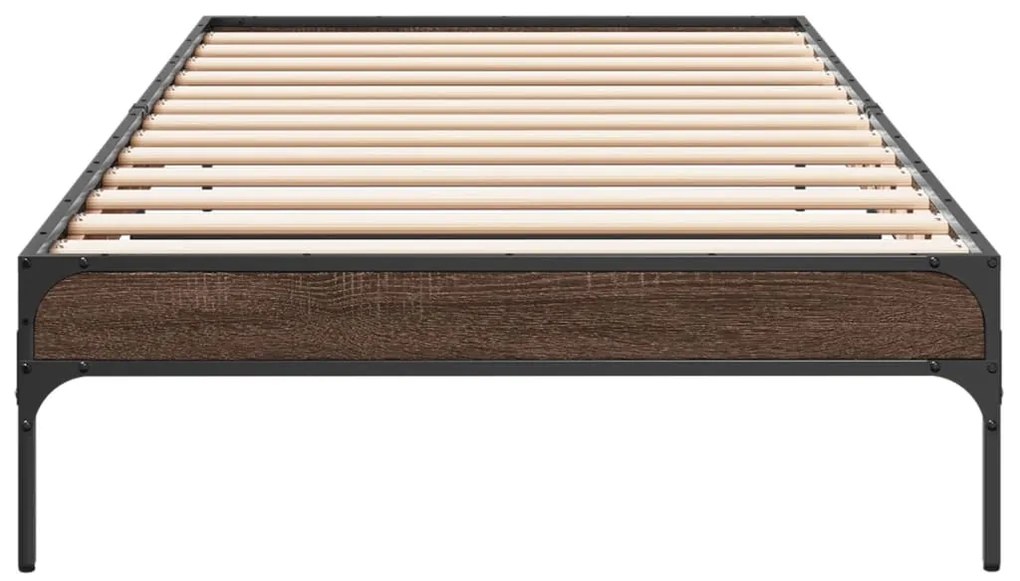 Estrutura de cama derivados de madeira/metal carvalho castanho
