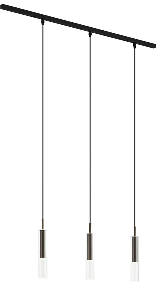 Sistema de calhas de iluminação moderno preto com 3 candeeiros suspensos bronze escuro 1-fase - Slimline Loyce