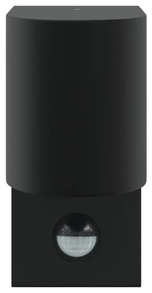 Luzes de Parede Externas com Sensor 2 pcs Preto Aço Inoxidável IP44
