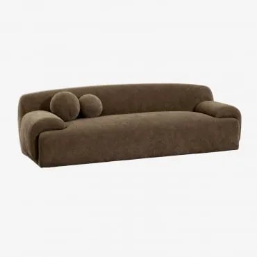 Sofá De 3 Lugares Estofado Shirina Chenille Castanho Café - Sklum