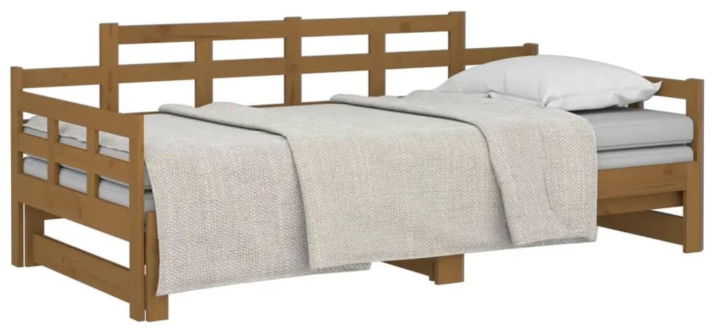 Estrutura sofá-cama de puxar pinho maciço castanho 2x(90x190)cm