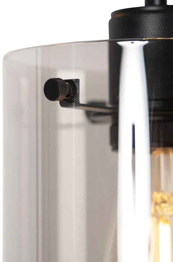 Candeeiro de suspensão inteligente preto com vidro fumê incl. 3 Wifi ST64 - Dome