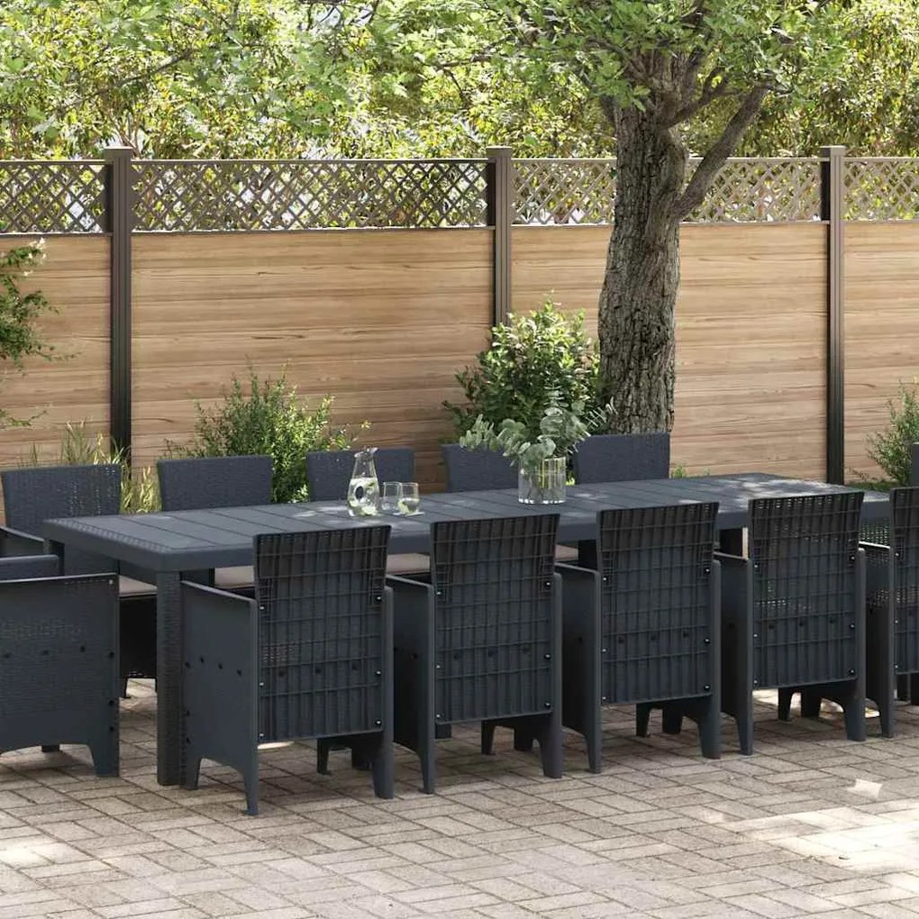 vidaXL Conjunto de Jantar para Jardim com Almofadas 13 pcs Antracite