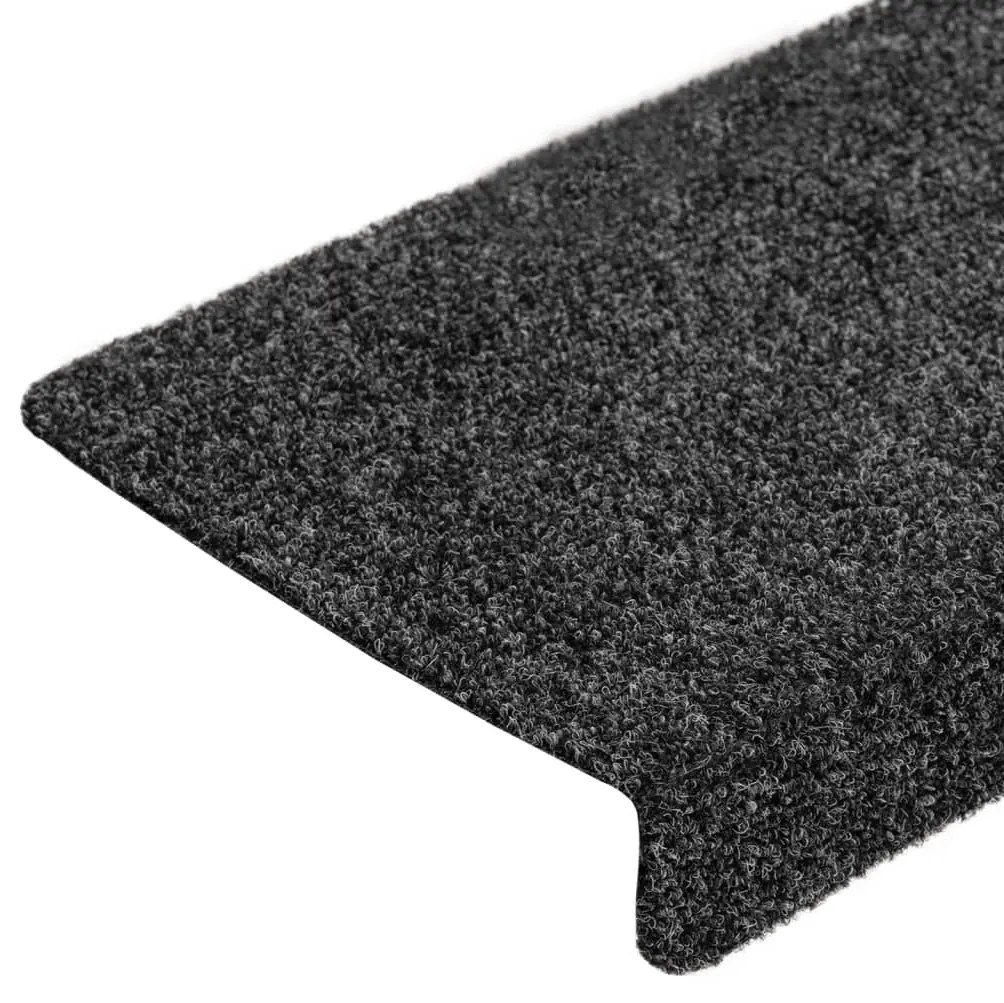 Tapetes de escada autoadesivos 5 peças 65x21x4 cm cinza com borda reta
