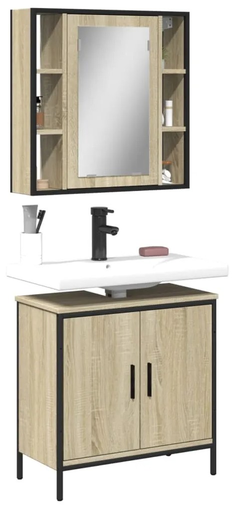 vidaXL 2 pcs conj. móveis casa banho derivados madeira carvalho sonoma