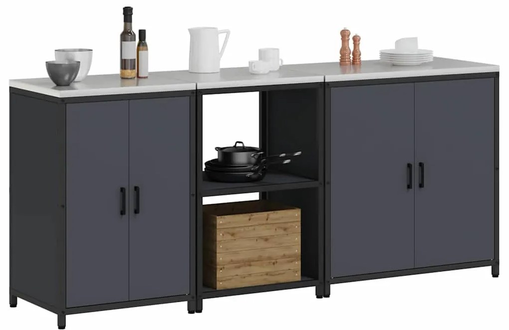 Conjunto de Armazenamento de Cozinha 3 pcs Antracite