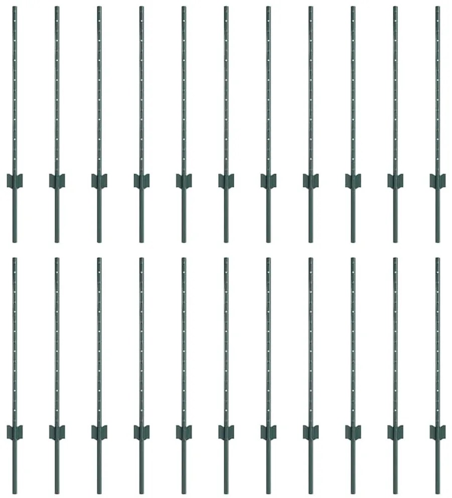 Postes de Cerca Prateados 22 pcs Verde Standard Metal
