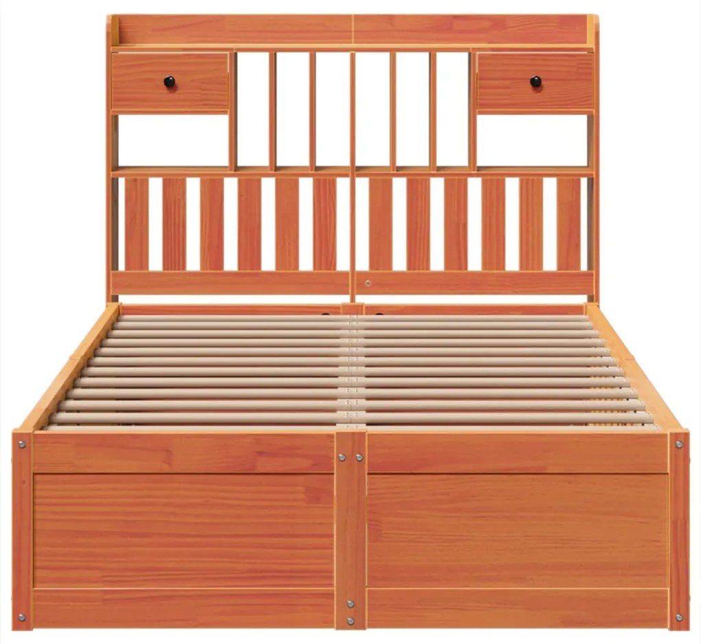 Cama sem colchão 120x200 cm madeira pinho maciça castanho-mel