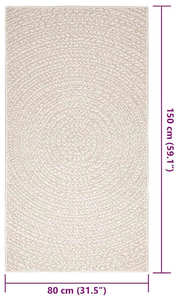 Tapete ZIZUR creme 80x150cm aspeto de juta interior e exterior