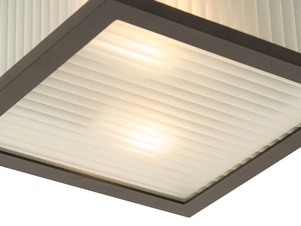 LED Candeeiro de teto exterior inteligente preto com vidro canelado incl. Wifi A60 - Charlois Moderno