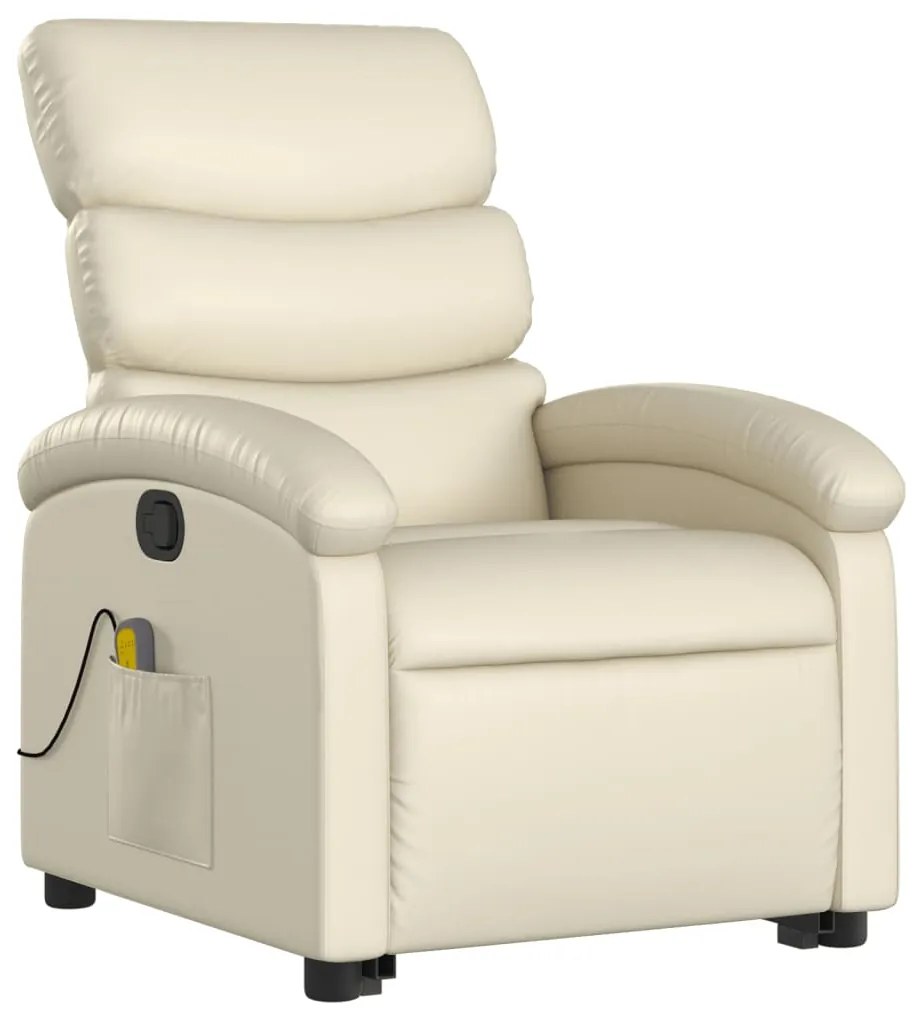 Poltrona reclinável de massagens couro artificial cor creme
