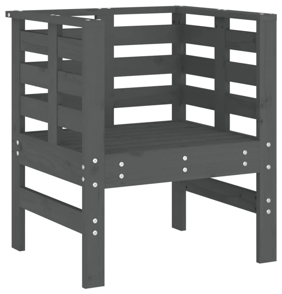 Cadeiras de jardim 2 pcs 61,5x53x71 cm pinho maciço cinzento