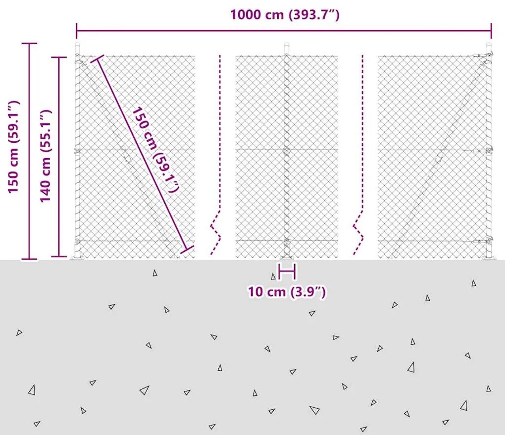 Conjunto de Postes de Cerca Prateado 10 x 1.4 m Aço Galvanizado