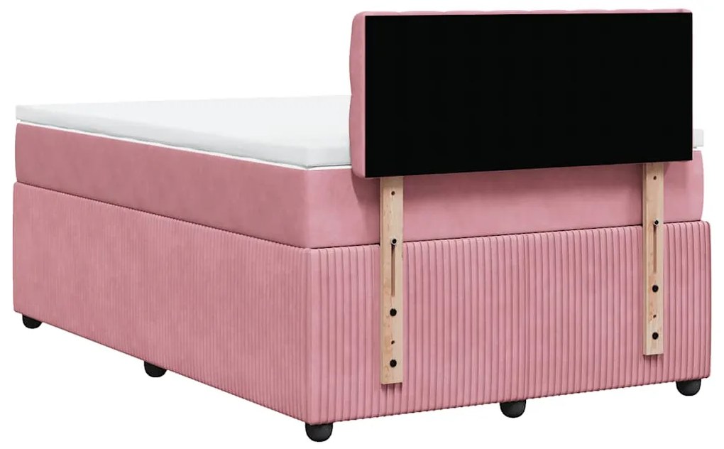 Cama boxspring com colchão 120x190 cm veludo rosa