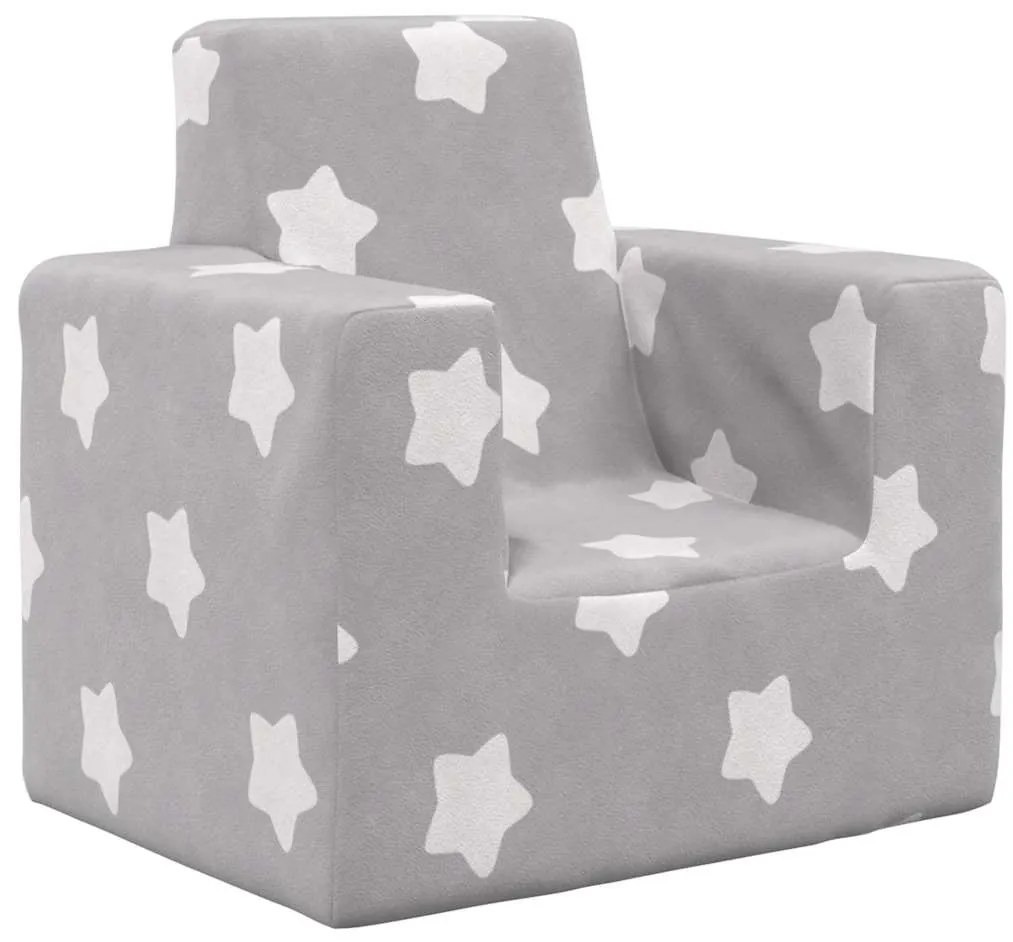 Sofá infantil de c/ estrelas pelúcia cinzento-claro