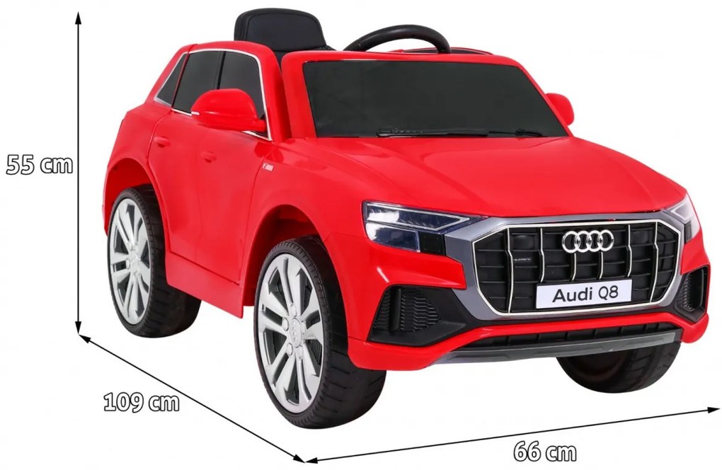 Carro elétrico para Crianças 12V Audi Q8 LIFT Rodas de EVA, Assento de couro Vermelho