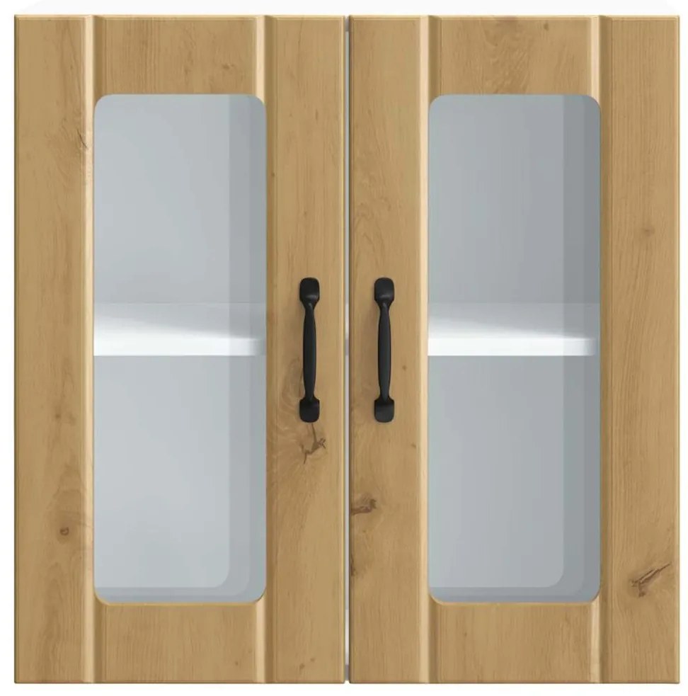 Armário de parede cozinha porta vidro Lucca carvalho artesanal