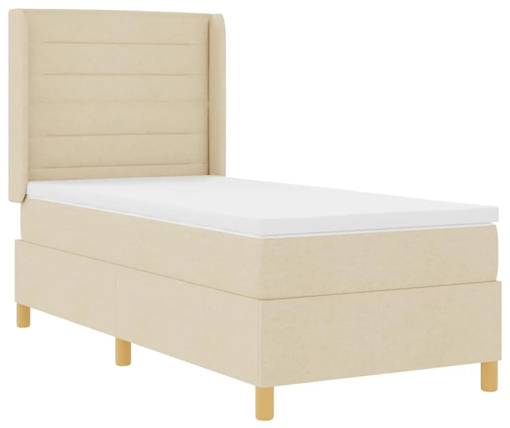 Cama Box com Colchão Creme 100x200 cm em Tecido